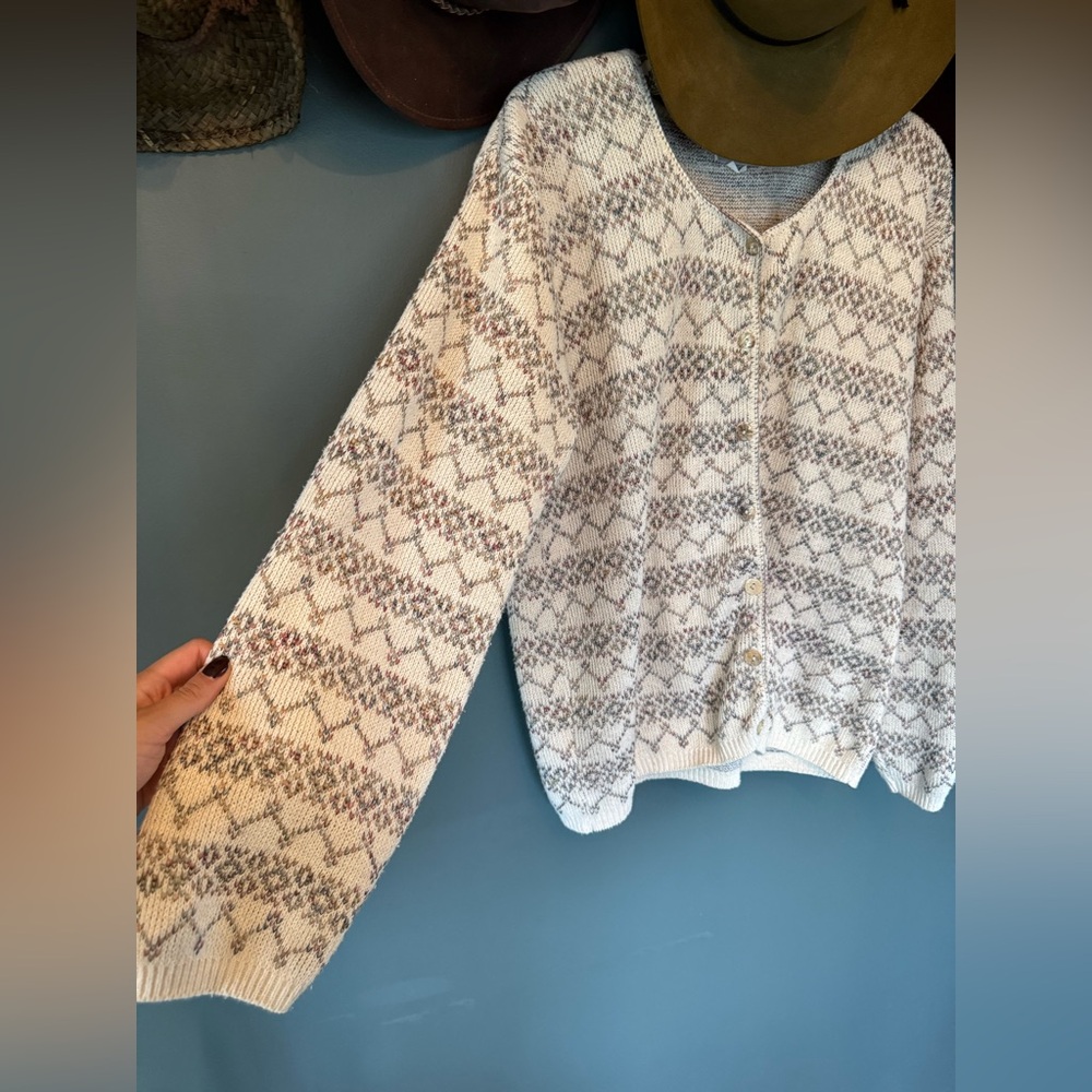 Vintage 90s Reba Rose cardigan Sweater sz XL